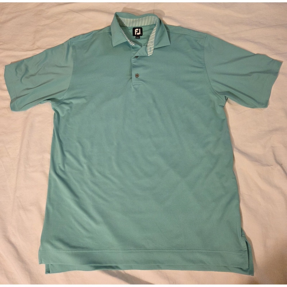 FootJoy FJ Polo Shirt Mens Large Aqua Performance Stretch Golf Short Sleeve